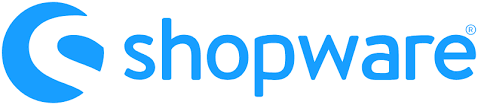 hellblaues Shopware-Logo mit stilisiertem S und Schriftzug