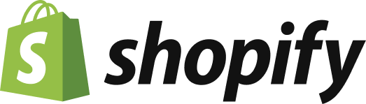 grüne Einkaufstasche mit weißem S neben schwarzem Shopify Schriftzug